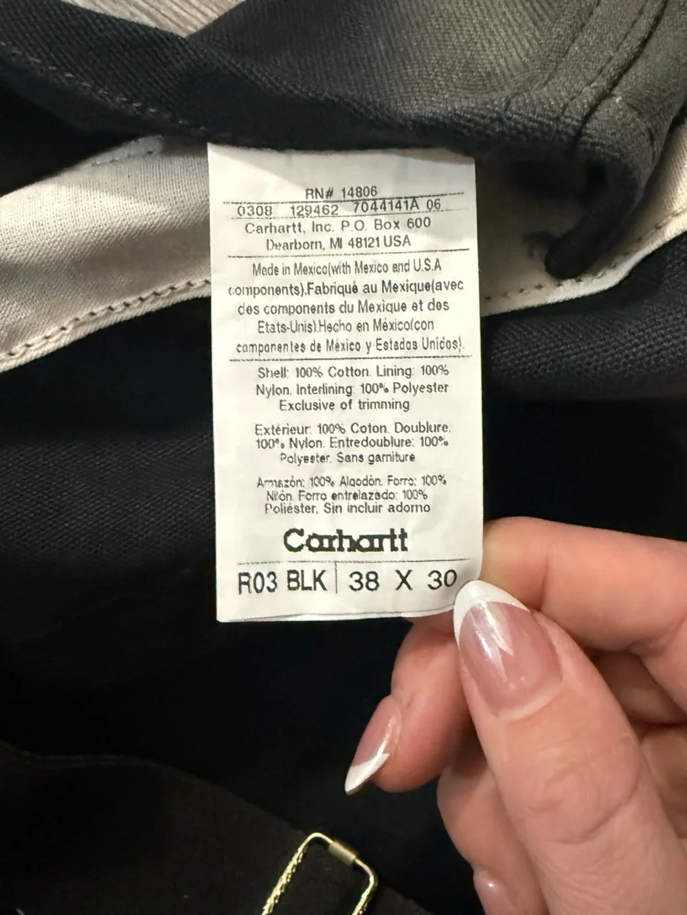 Vintage Y2K Carhartt R03 BLK Insulated Duck Bib Overalls 38x30 - Picture 2 of 5